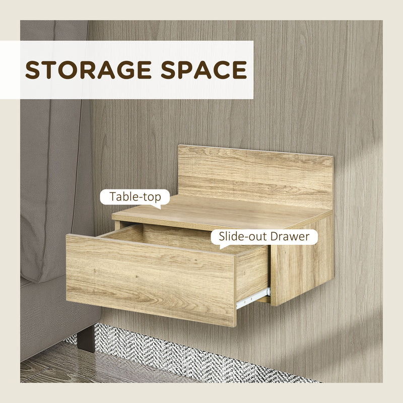 Set 2 Comodini Sospesi 43x36,5x30,5 cm in Truciolato Naturale