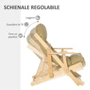 Sedia Pieghevole con Braccioli e Cuscino 71x89x96 cm in Legno di Faggio e Tessuto Marrone 