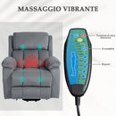 Poltrona Alzapersona con 8 Punti Massaggianti e Riscaldamento Lombare in Finta Pelle Grigio   