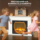 Camino Elettrico da Pavimento 98x23,5x69,5 cm con Fiamma a 5 Luminosità Telecomando e Timer Bianco e Nero      