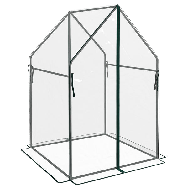 Mini Serra da Giardino con 2 Porte Avvolgibili 90x90x145 cm Copertura in PE Trasparente acquista