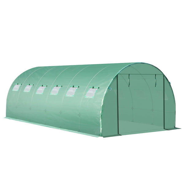 Telo di Ricambio per Serra da Giardino 6x3x2 m con 12 Finestre e Porta Avvolgibile Verde sconto