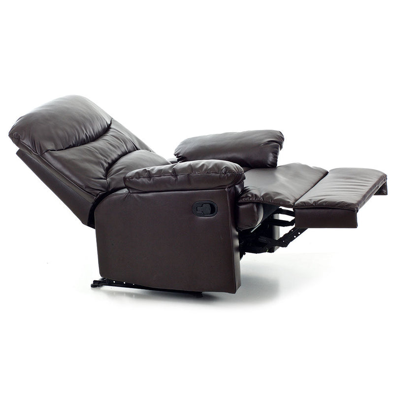 Poltrona Relax Reclinabile Manuale Rivestimento in Cuoio Diana Marrone