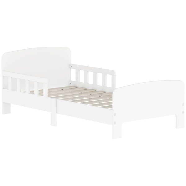 online Letto per Bambini 3-8 Anni Basso con Sponde Laterali e Bordi Lisci 143.5x74.2x54 cm in Legno Bianco