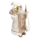Babbo natale in tessuto oro e bianco con sacco regali cm xh45