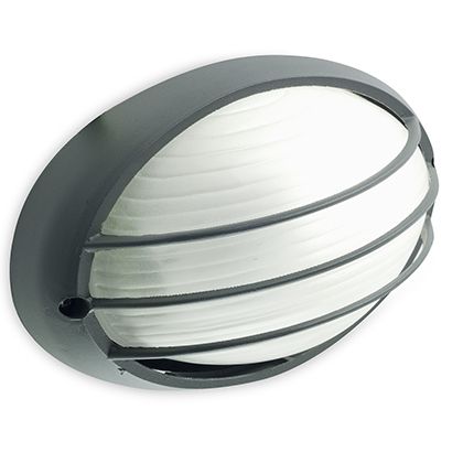 acquista Lampada Plafoniera Ovale Piccola con Griglia Colore Grigio per Esterno Linea Garden Livos