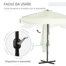 Mezzo Ombrellone da Giardino 230x130x249 cm in Metallo e Poliestere Crema