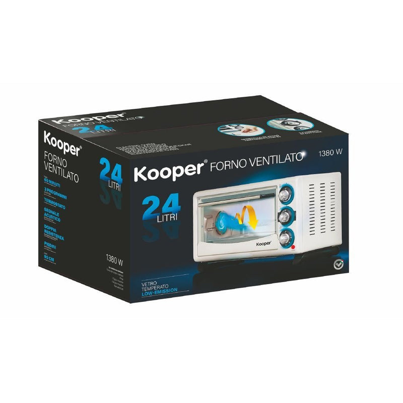 Forno Fornetto Elettrico Ventilato 24 Litri 1380W Kooper Texas 24 Bianco