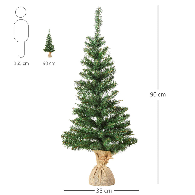 Mini Albero di Natale Artificiale 90 cm 105 Rami  Pino Verde