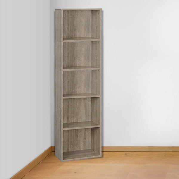 Libreria a Colonna 40x29x172H cm in Legno Salvaspazio a 5 Ripiani Rovere sconto