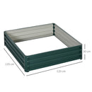 Letto per Orto Rialzato a Fondo Aperto con Rivestimento 120x120x30 cm in Acciaio Zincato Verde