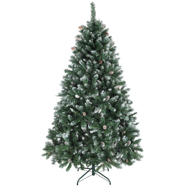 Albero di Natale Innevato 180 cm 910 Rami Effetto Neve con Pigne in Plastica e Metallo Verde online