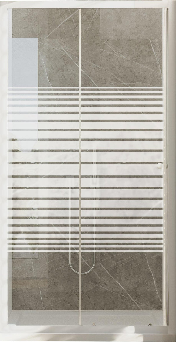 acquista Porta Doccia 2 Ante Scorrevoli in Cristallo Serigrafato 4mm H185 Fosterberg Tonder Bianco Varie Misure
