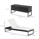 Set 2 Lettini Prendisole con Tavolino in Rattan  Nero e Bianco