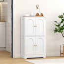 Credenza da Cucina 60x30x110 cm con 2 Armadietti 4 Ante 2 Ripiani Regolabili in Legno Bianco      