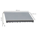 Tenda da Sole Avvolgibile a Parete 395x245 cm in Metallo e Poliestere Grigio