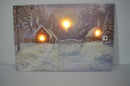 Quadro con led legno case innevate multicolor rettangolare cm 60x40xh1,8