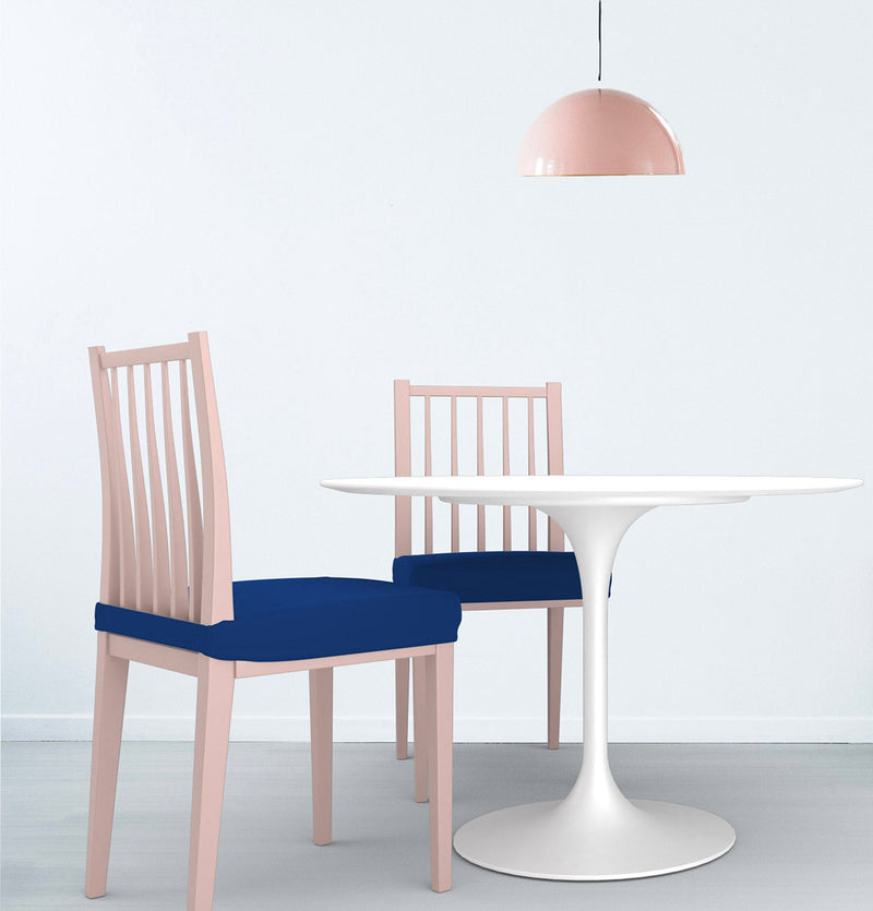 Set 2 Coprisedie Elasticizzati in Poliestere Blu Elettrico 