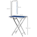 Tavolo da Toelettatura e Tosatura Pieghevole per Cani e Gatti 70x45x74-81 cm Carico 70Kg Blu