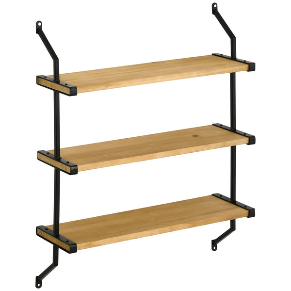 Libreria Moderna Sospesa a Scaletta 51x15x63,5 cm in Legno Naturale e Metallo sconto