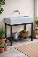 Struttura di Supporto per Lavello 76,5x38,5x67 cm in Ferro Zincato Nero