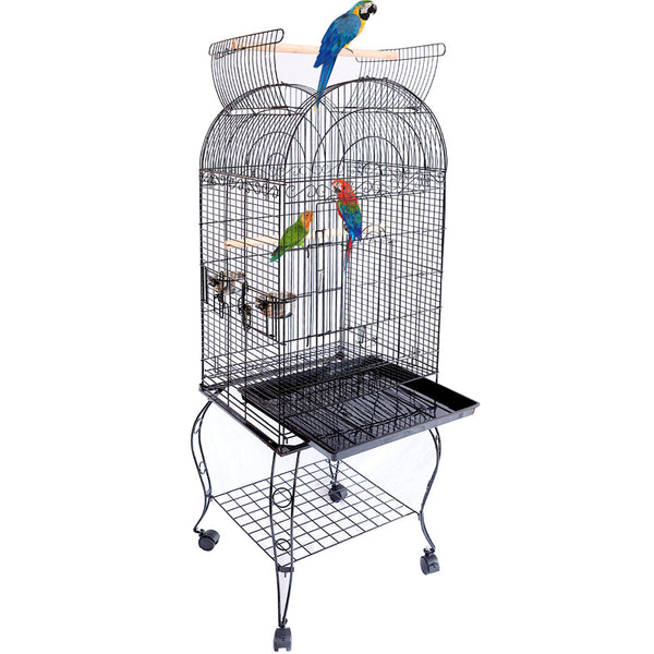 Gabbia Voliera per Uccelli Nera per Pappagalli Inseparabili Tetto Apribile Ruote acquista