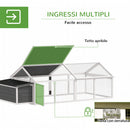 Pollaio da Giardino per 4-8 Galline con Rete Metallica e Tetto Apribile 240x112,5x76 cm in Legno Bianco      