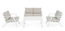 Set Salotto da Giardino Divano 2 Poltrone e Tavolino Harley Bianco
