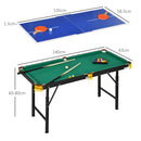 Tavolo Multi Gioco Pieghevole 2 in 1 per Biliardo e Ping Pong 140x63x60-80 cm con Accessori Inclusi