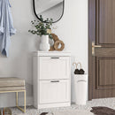 Scarpiera Salvaspazio Design Moderno 2 Cassetti Ribaltabili 54x24x82,5 cm Bianco 