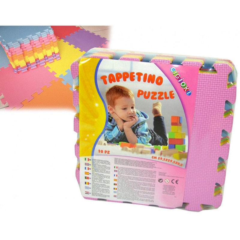 Tappeto Puzzle 10 Pezzi 30x30 cm in EVA Multicolor