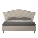 Letto Matrimoniale con Testata Imbottito in Similpelle Langre Tortora Varie Misure