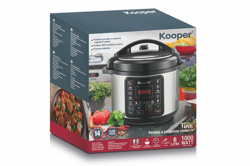 Pentola a Pressione Elettrica 1000W 6 Litri Kooper Tina