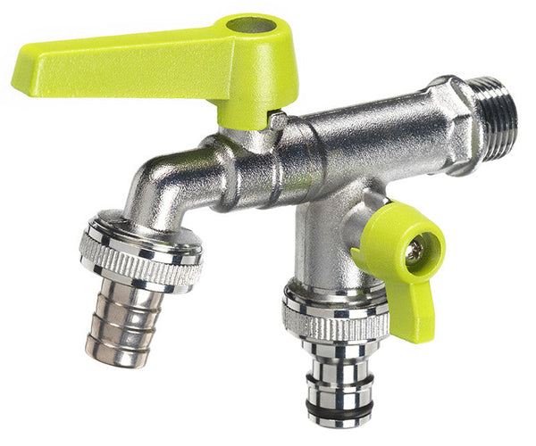 Rubinetto a Sfera Doppio per Fontana da Giardino con Leve Colorate Belfer RUB/027 Verde Acido prezzo