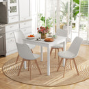 Set 4 Sedie Stile Nordico in Plastica con Cuscino in Finta Pelle 47x58x81 cm Bianco 