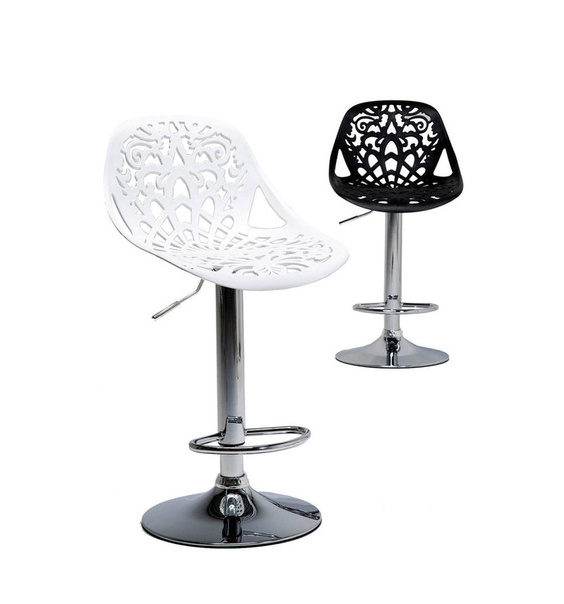 Sgabello con  Alzata a Gas e Seduta Girevole in Polipropilene Vandi Bianco