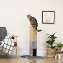 Albero Tiragraffi per Gatti 59,5x39x79 cm 2 Palline Giocattolo e Spazzola in Legno Iuta e Peluche Grigio  