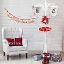 Lampione Natale con Luce LED Scena Natalizia Neve Motorizzata Musica 188 cm Bianc