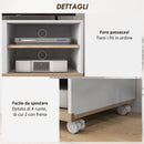 Mobile TV 42"" Max con 2 Ripiani Aperti e Anta e Ruote 80x45x39.5 cm in Truciolato Bianco