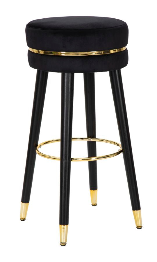 online Sgabello Bar Paris Ø35x74 cm in Legno e Tessuto Vellutato Nero