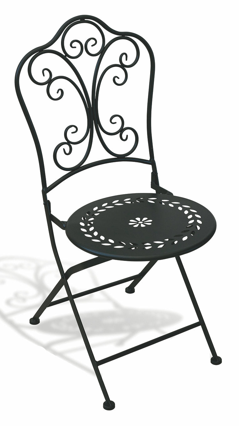 Set da Giardino Pieghevole in Ferro con Tavolo e 2 Sedie Soriani Provence Breakfast Nero