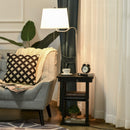 Lampada da Terra con Tavolino e 2 Prese USB 44,5x44,5x144,5 cm in Metallo Nero