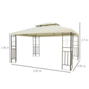 Gazebo da Giardino 300x400x270 cm Struttura in Metallo Telo Impermeabile Color Crema      