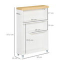 Mobiletto a Colonna da Bagno Portaoggetti 50x13x67,5 cm con Ruote in Legno  Bianco