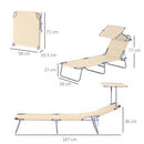 Lettino Prendisole da Giardino Pieghevole 187x58x36 cm in Metallo e Tessuto Oxford Beige