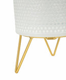 Porta Vasi Gaspy Coppia Ø16x20 cm - Ø13x20 cm in Ferro Oro e Bianco      