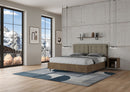 Letto Matrimoniale con Alzata Comoda Struttura Noce con Cuscini in Similpelle Annalisa Cappuccino Varie Misure