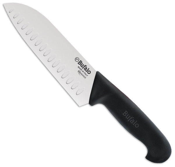 sconto Coltello Santoku Lama Alveolata 18 cm Bufalo S929/18 Manico Nero