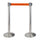 2 Colonnine Tendinastro 3 metri in Acciaio Inox Spazzolato Ø36x101 cm Nastro Arancione