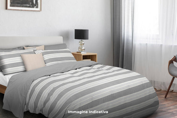 prezzo Copripiumino con Federa Stampato in Puro Cotone Cober Striped Ecru Varie Misure